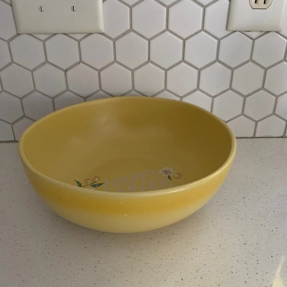 Happy Easter bowl yellow‎ floral bowl serving spring threshold